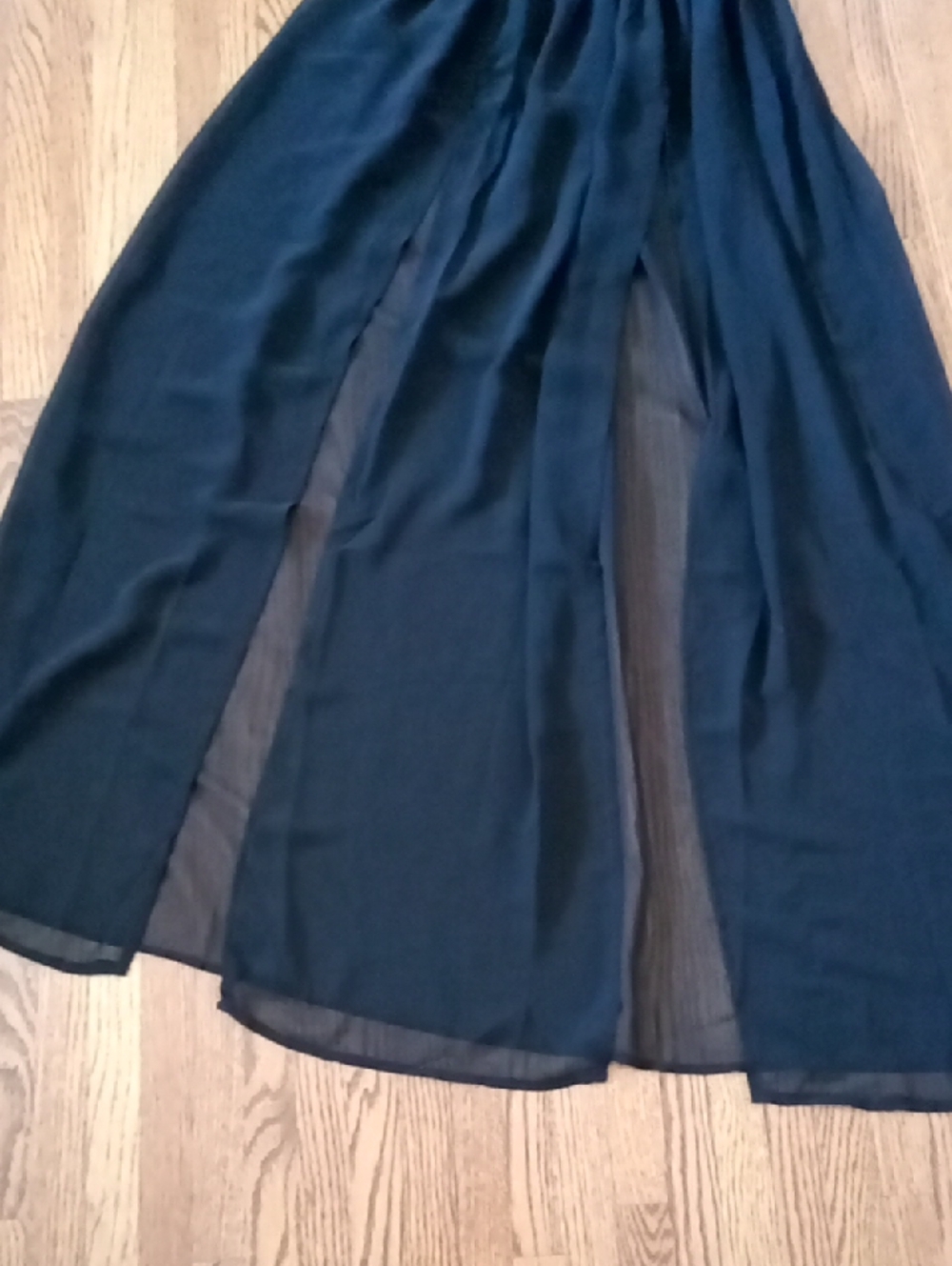 ASOS Black V-Neck Maxi Swim Cover-up with Smocked Waist Size 0 Ptp 14" L 58" - Picture 7 of 10